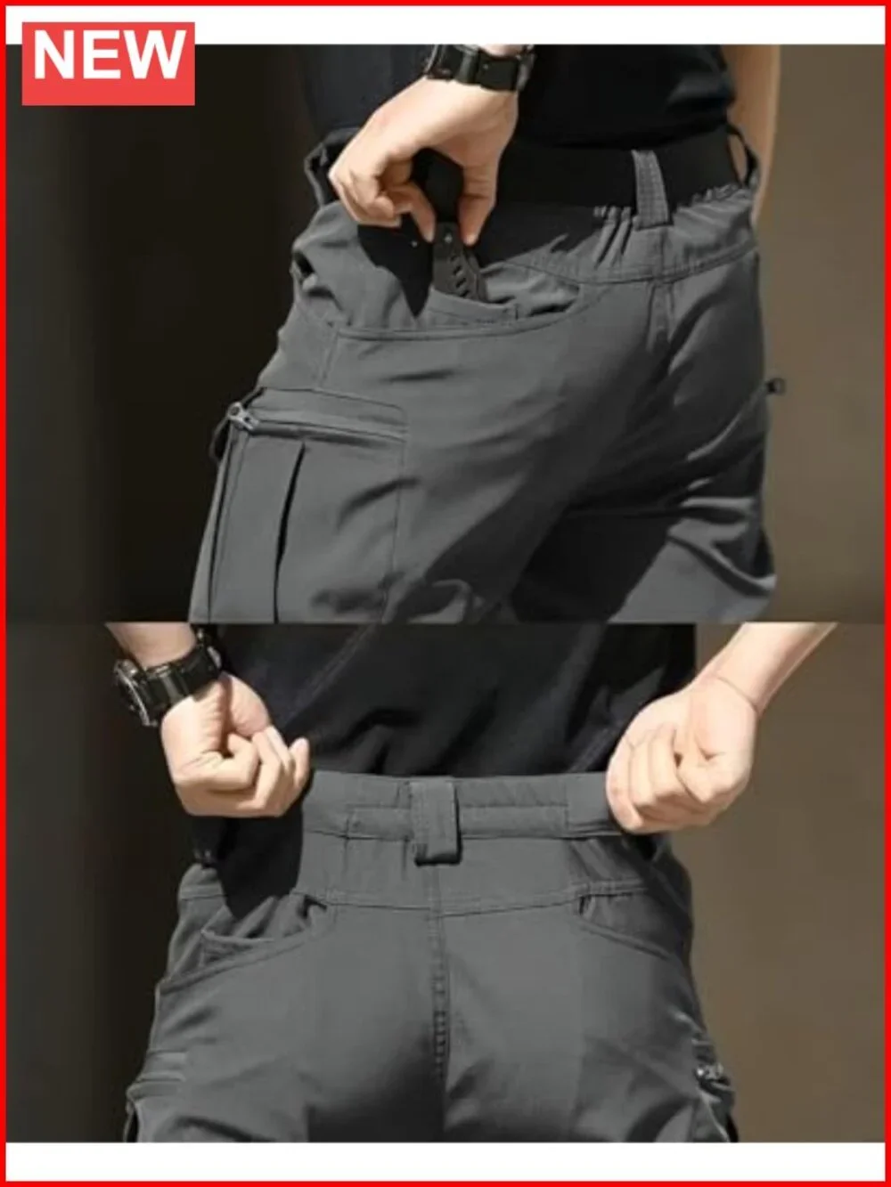 Men's Tactical Cargo Pants Stretch Waterproof for Hiking Work Multi Pockets